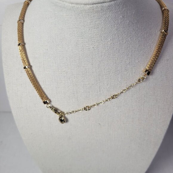 Baublebar Gold-Tone Mesh Necklace W/ Rhinestones & Adjustable Chain - Picture 2 of 3